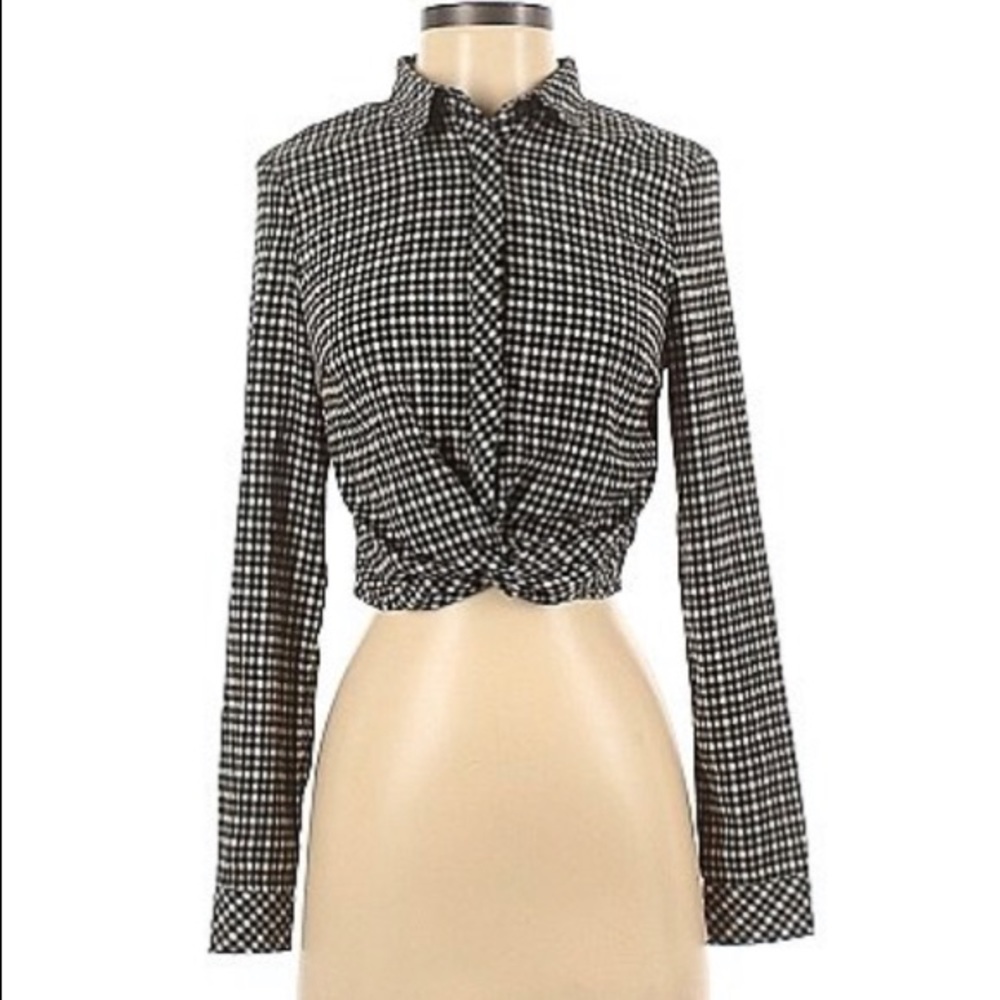 Honey Punch twist front button down blouse